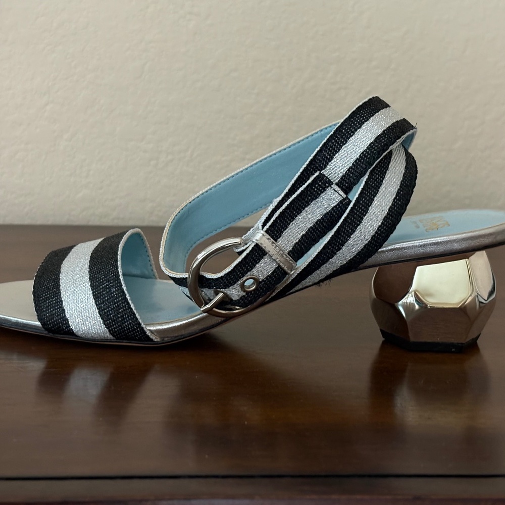 Francis Valentine Architectural Heel Sandals | Black & Silver | Modern Resort
